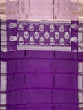 Peach Pink And Purple Chiniya Silk Saree – All Over Silver Zari Design