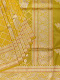 Banarasi Jaal Saree Yellow Gold Zari Unstitched