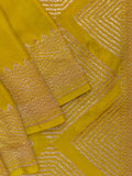Fancy Crepe All Over Geometric Weave With Border Yellow