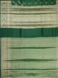 Bottle Green Chiniya Silk Saree – Fancy All Over Weave With Gold Zari