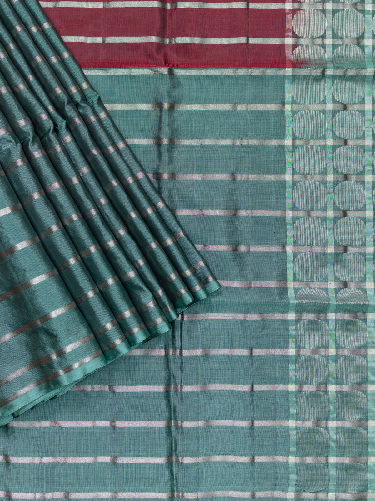 Soft Silk Tripura Pattu Saree Sea Green Maroon