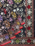 Black Banarasi Jaal Saree with Gold Zari Border