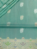 Banarasi Butta Saree Sea Blue Gold Zari Self Border