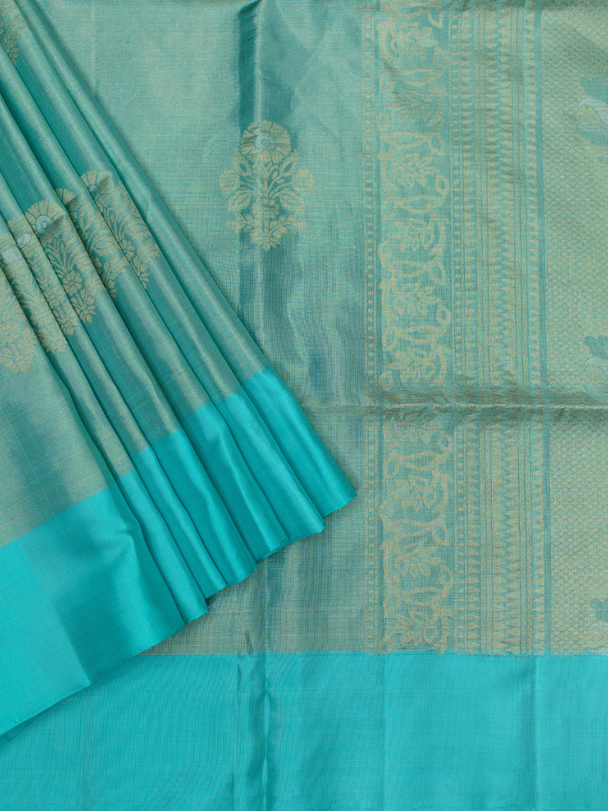 Soft Silk Tripura Pattu Saree Sky Blue Self Border