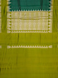 Bottle Green Chiniya Silk Saree With All Over Gold Zari And Contrast Border