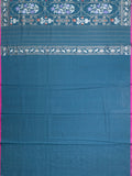 Teal Banarasi Jaal Saree with Gold Zari Border
