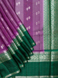 Purple And Green Chiniya Silk Saree With All Over Weave And Gold Zari