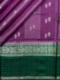 Purple And Green Chiniya Silk Saree With All Over Weave And Gold Zari