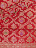 Red Banarasi Jaal Saree with Gold Zari Border