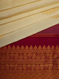 Kanjeevaram Kanchi Pattu All Over Butta Gold Zari With Contrast Border (Talambralu) White + Pink