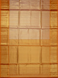 Kanjeevaram Kanchi Pattu Matte Finish Kanchi Contrast Border Cream Matte Base + Orange