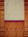 Kanjeevaram Kanchi Pattu All Over Butta Gold Zari With Contrast Border (Talambralu) White + Pink