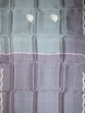 White And Lavender Organza Saree With Multi Shade Thread Work Detailing