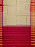 Weaves Gadwal Pattu With Contrast Border With Temple Border With Butta Checks
