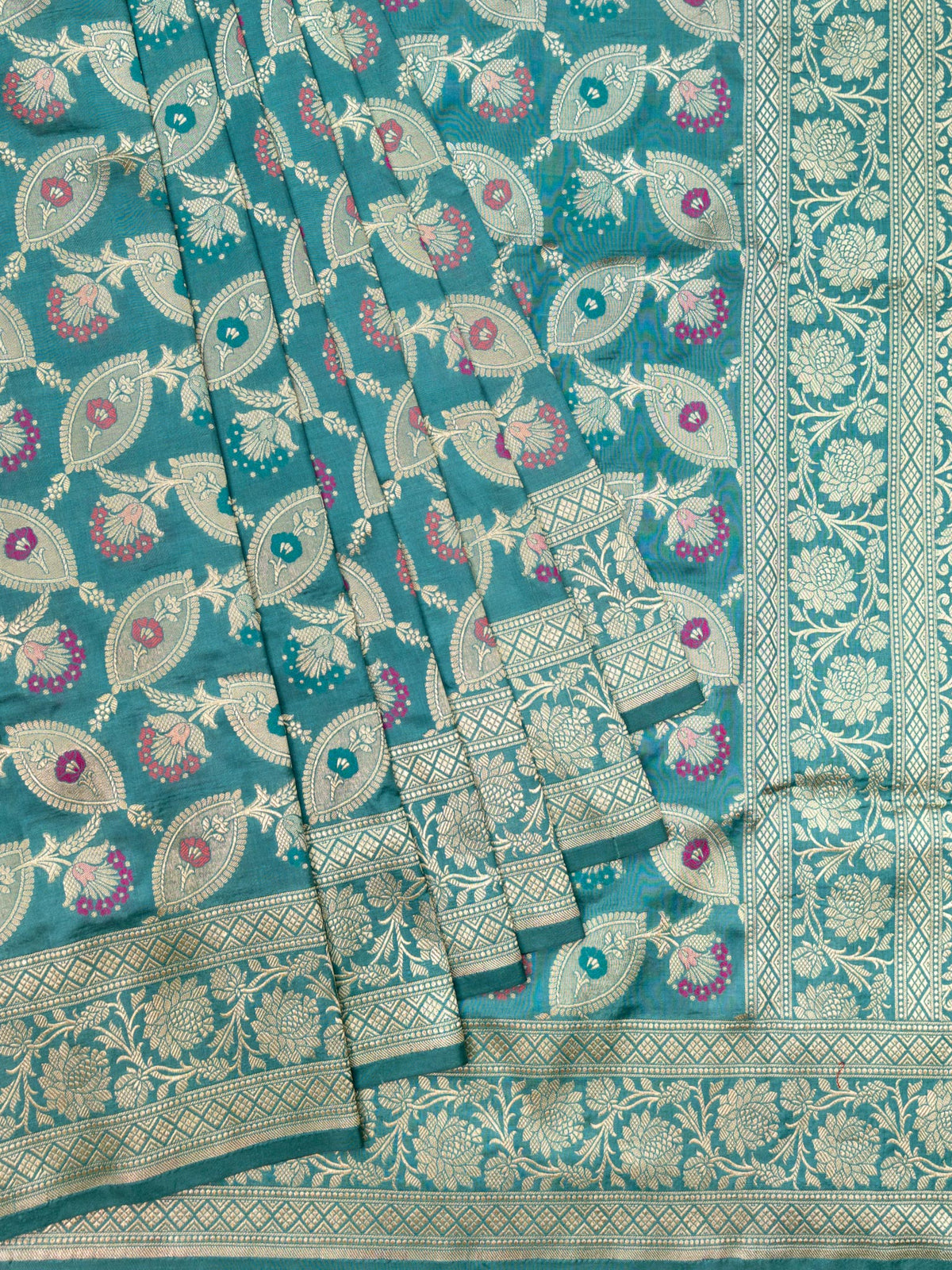 Weaves Banarasi Banarasi Jaal Sea Green