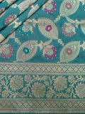 Weaves Banarasi Banarasi Jaal Sea Green
