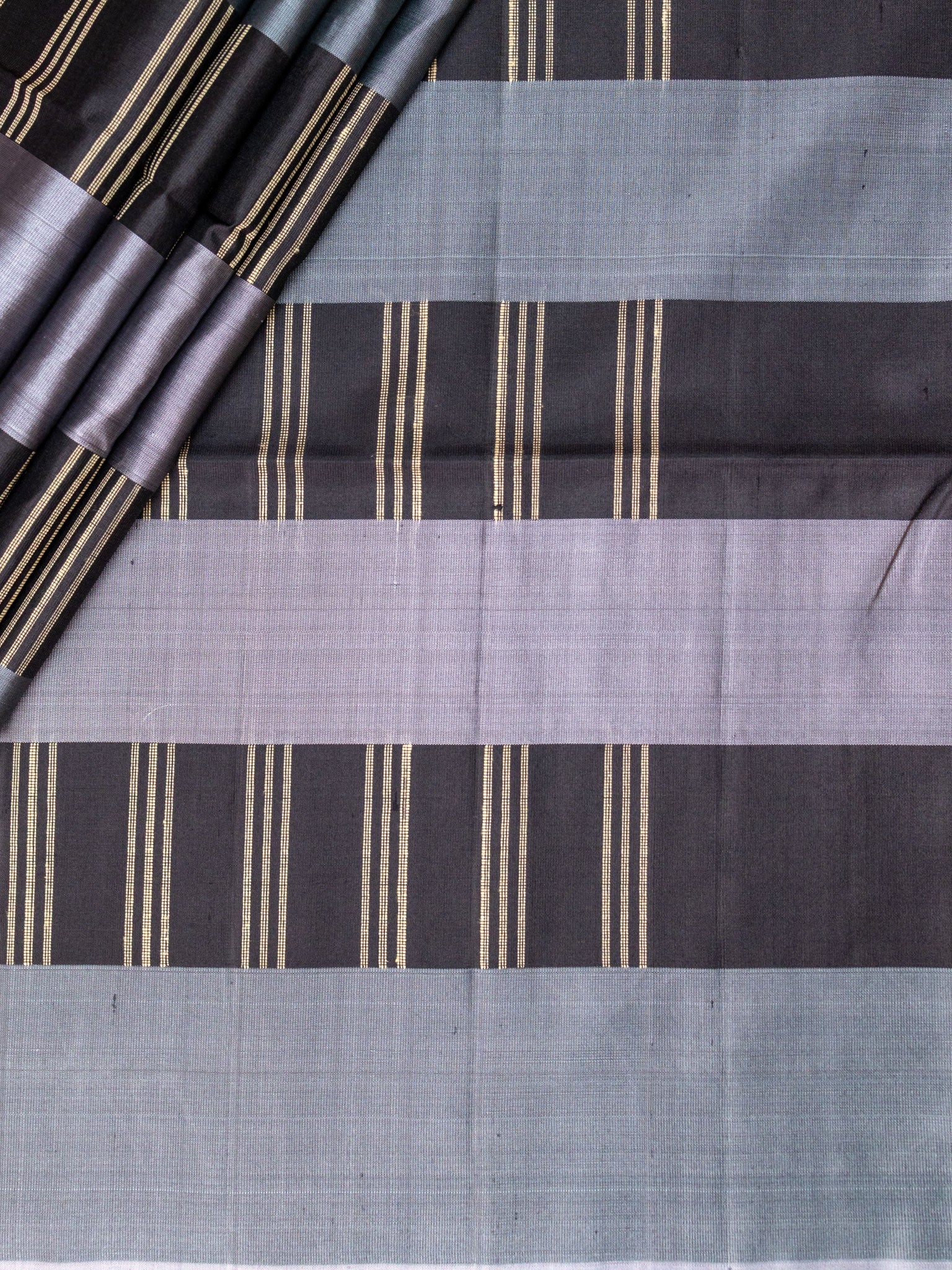 Black & Ash Tripura Pattu Soft Silk Saree with Checks