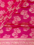 Banarasi Butta Saree Rani Pink Gold Zari Unstitched