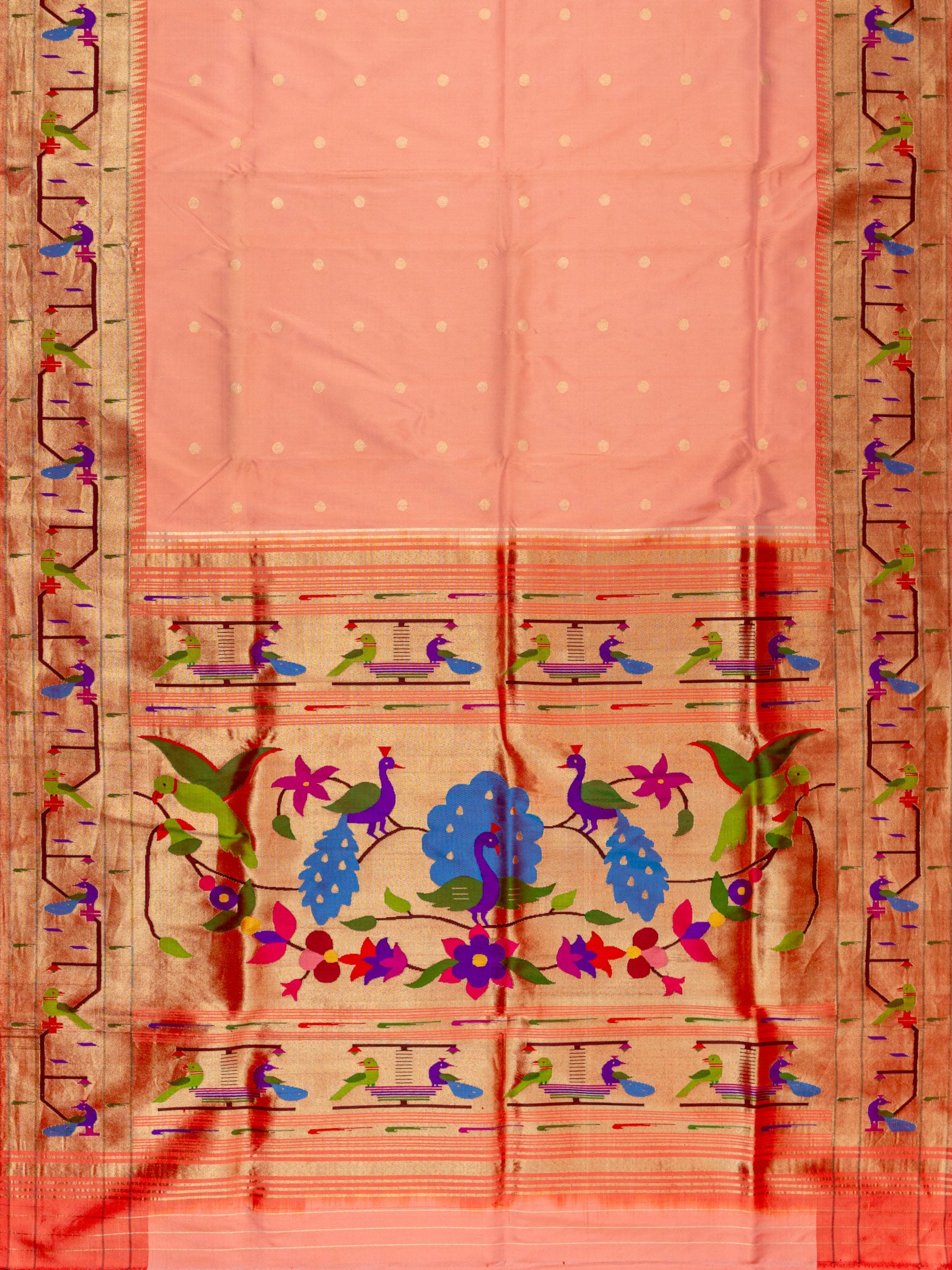 Weaves Paithani Saree With Contrast Border