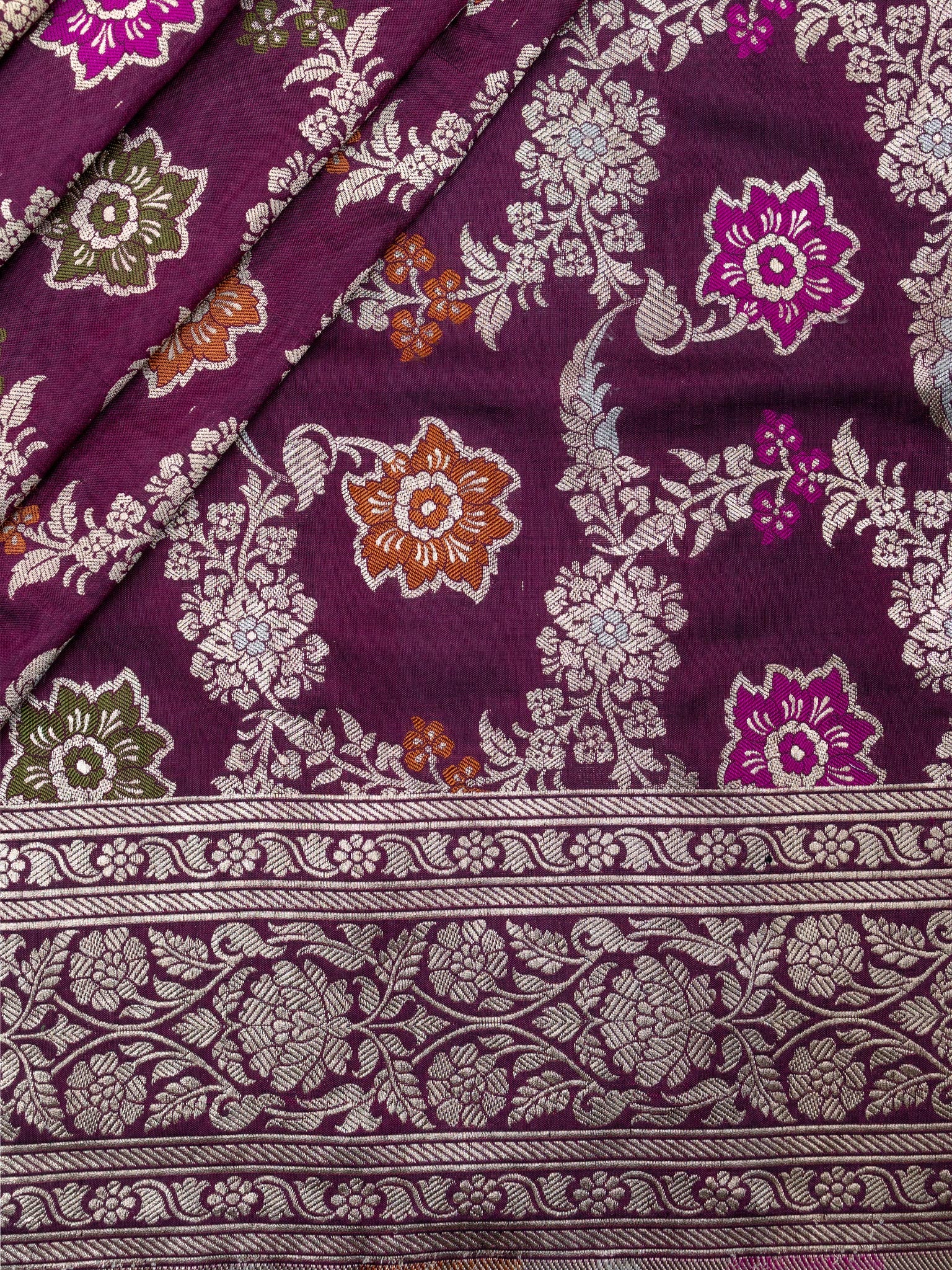 Weaves Banarasi Banarasi Jaal Wine
