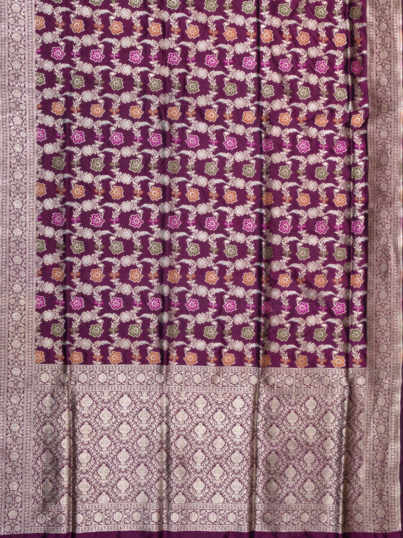 Weaves Banarasi Banarasi Jaal Wine
