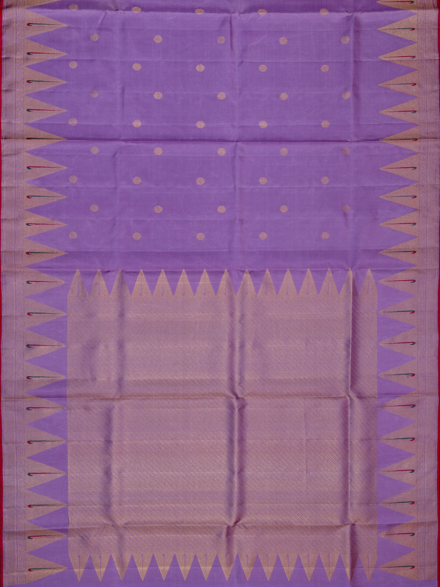 Weaves Gadwal Pattu With Temple Border With Butta With Muniya