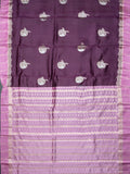 Purple And Pink Chiniya Silk Saree With All Over Weave And Contrast Zari