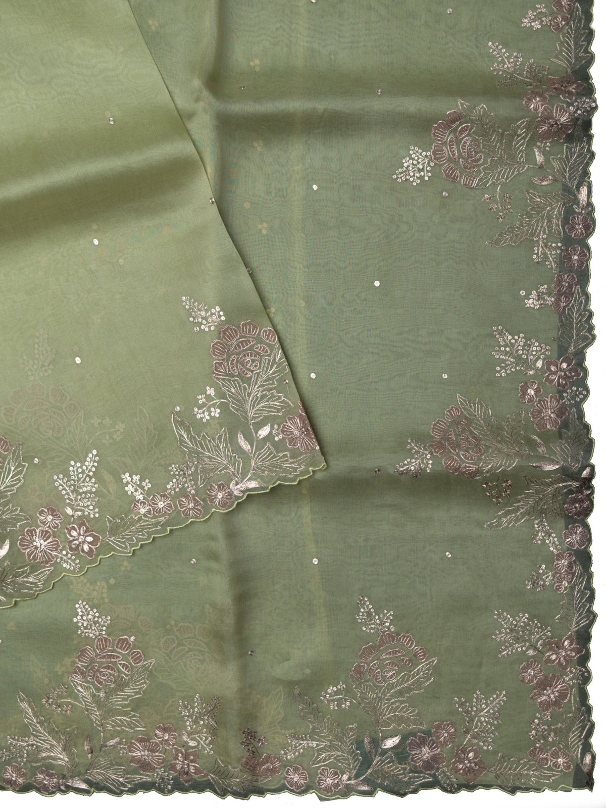 White Blue And Pink Organza Saree With Stylish Multi Shade Thread Work