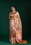 Baby Pink Kanchi Pattu Saree with Gold Zari and Silk Weave