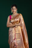 Baby Pink Kanchi Pattu Saree with Gold Zari and Silk Weave
