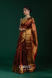 Maroon Kanchi Pattu Saree with Rich Gold Zari and Elegant Weave