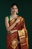 Maroon Kanchi Pattu Saree with Rich Gold Zari and Elegant Weave