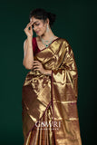 Brown Kanchi Pattu Saree with Gold Zari | Traditional Wedding Wear