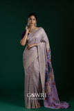 Elegant Lilac Hand-Painted Georgette Saree with All Over Design for Weddings & Parties