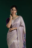 Elegant Lilac Hand-Painted Georgette Saree with All Over Design for Weddings & Parties