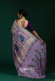 Elegant Lilac Hand-Painted Georgette Saree with All Over Design for Weddings & Parties