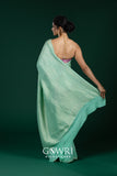 Sea Green Hand-Painted Georgette Saree with Elegant All Over Design