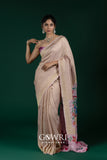 Elegant Baby Pink Georgette Saree with Hand Painting