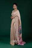 Elegant Baby Pink Georgette Saree with Hand Painting