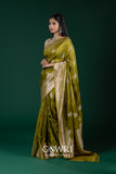 Olive Green Mashroo Silk Saree with All Over Butti Work