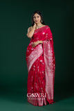 Rani Pink Mashroo Silk Saree with All Over Butti Work