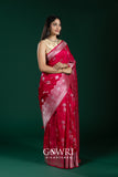 Rani Pink Mashroo Silk Saree with All Over Butti Work