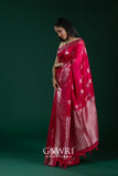 Rani Pink Mashroo Silk Saree with All Over Butti Work