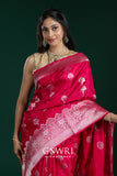 Rani Pink Mashroo Silk Saree with All Over Butti Work