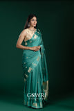 Green Mashroo Silk Saree – All Over Designer Weave With Butti | Medium Designer Border | Fancy Premium Saree