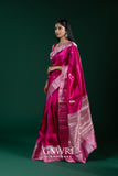 Rani Pink Chiniya Silk Saree – All Over Designer Weave With Butti | Medium Designer Border | Fancy Premium Collection