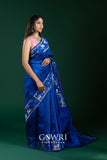 Royal Blue Chiniya Silk Saree – All Over Designer Butti Work | Medium Border | Premium Fancy Collection – Gs382427