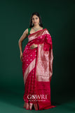 Ani Pink Chiniya Silk Saree – All Over Designer Butti Weaving | Medium Designer Border | Fancy Premium Collection
