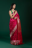 Ani Pink Chiniya Silk Saree – All Over Designer Butti Weaving | Medium Designer Border | Fancy Premium Collection