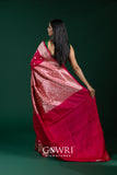 Ani Pink Chiniya Silk Saree – All Over Designer Butti Weaving | Medium Designer Border | Fancy Premium Collection